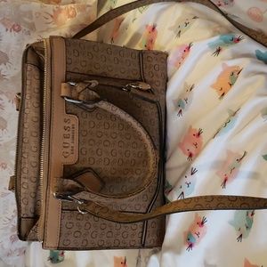 Guess brown and tan purse